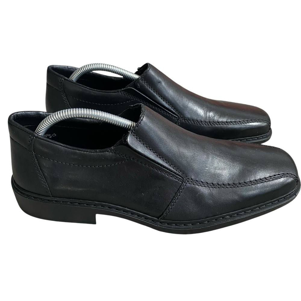 Rieker Men's Shoes 9.5 -10 EU 43 Black Leather Wide Feet Square Toe Classic